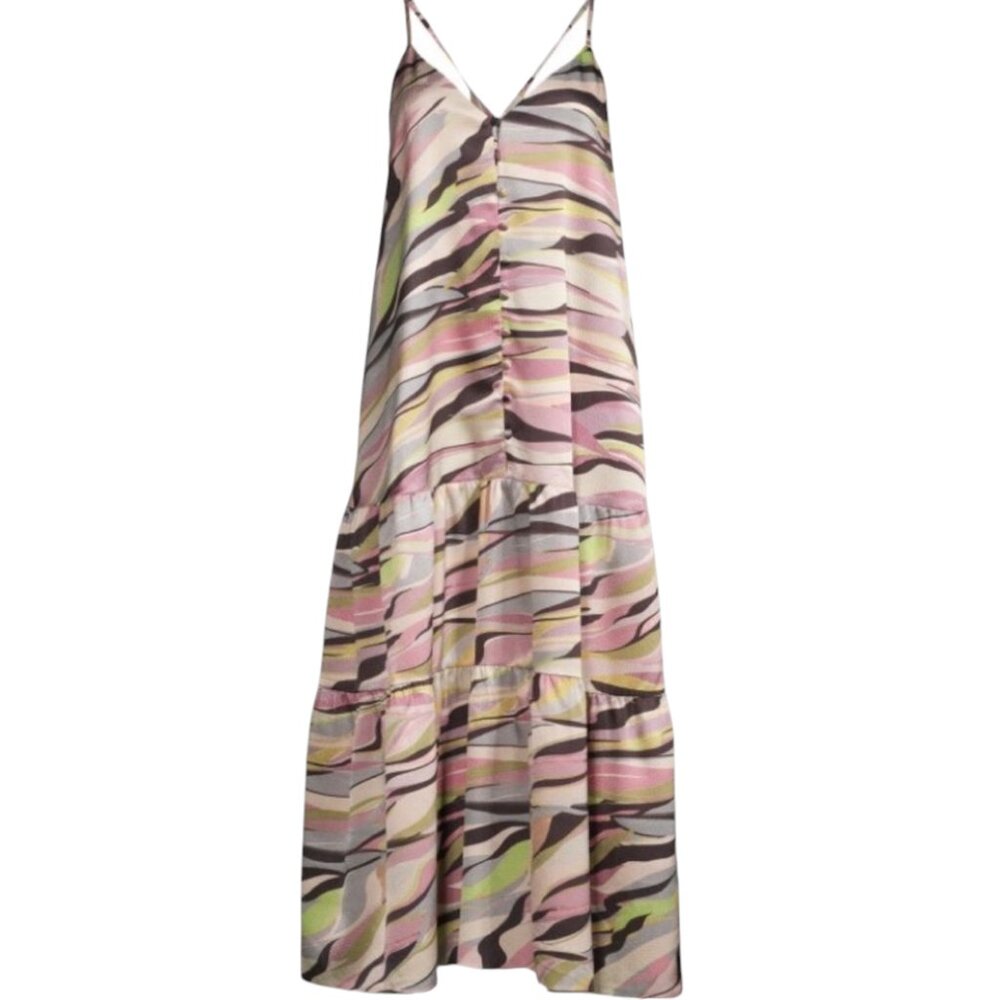 Ted Baker Zebra Print Tiered Midi Dress, Dusty Pink, US large